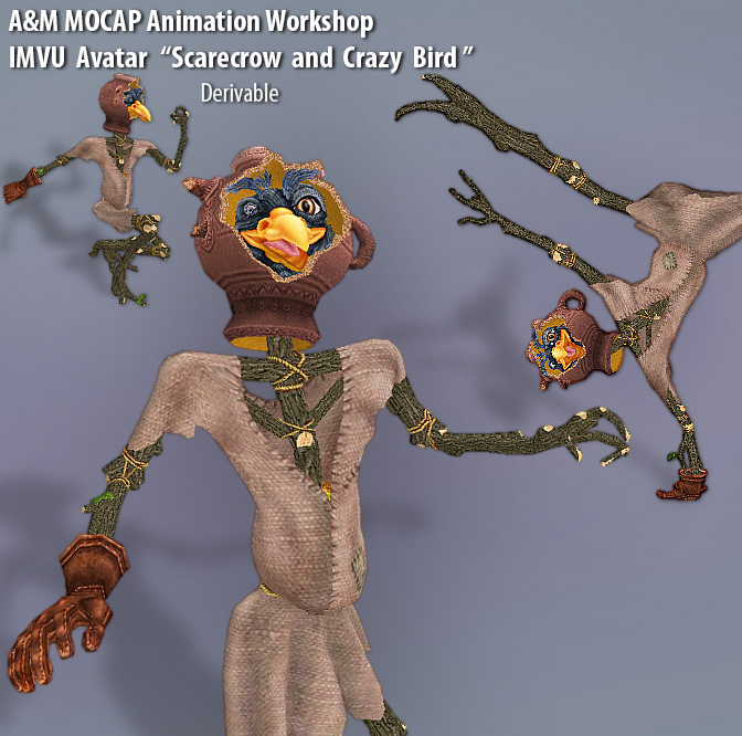 Scarecrow and crazy bird